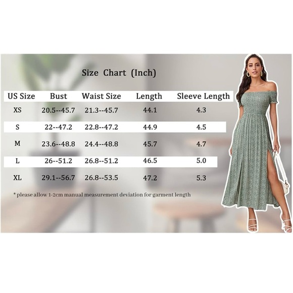 Chic Green Off Shoulder Maxi Dress with Flowing Silhouette - Picture 6 of 6